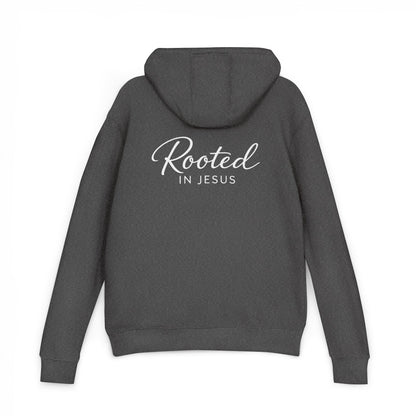 Rooted in Jesus Hoodie | Lightweight French Terry Pullover Hoodie, 80% Cotton/20% Polyester, soft blended comfort.