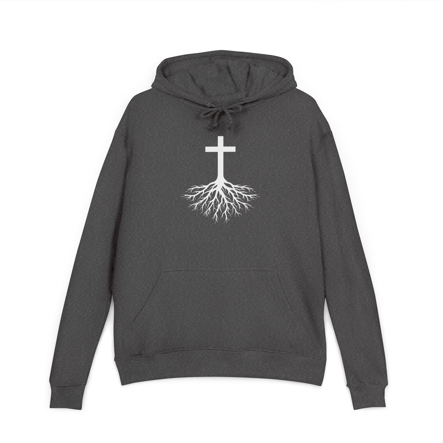 Rooted in Jesus Hoodie | Lightweight French Terry Pullover Hoodie, 80% Cotton/20% Polyester, soft blended comfort.