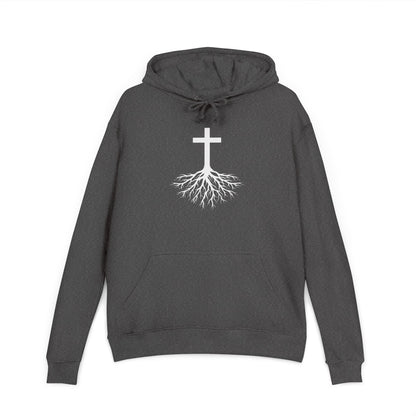 Rooted in Jesus Hoodie | Lightweight French Terry Pullover Hoodie, 80% Cotton/20% Polyester, soft blended comfort.