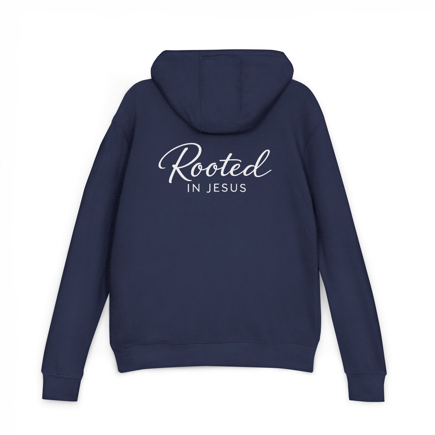 Rooted in Jesus Hoodie | Lightweight French Terry Pullover Hoodie, 80% Cotton/20% Polyester, soft blended comfort.