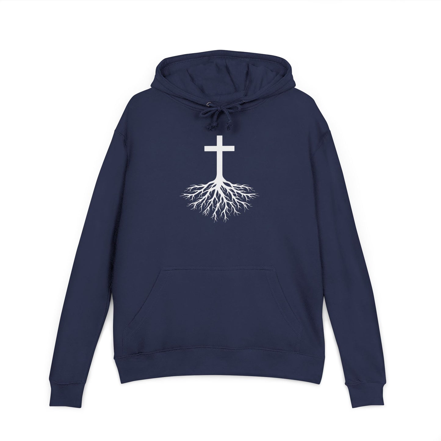 Rooted in Jesus Hoodie | Lightweight French Terry Pullover Hoodie, 80% Cotton/20% Polyester, soft blended comfort.