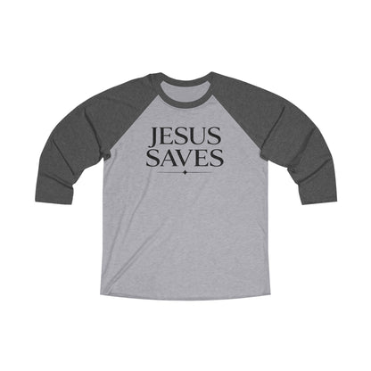 Jesus Saves | Premium, Long Sleeve Heather Raglan Baseball Tee
