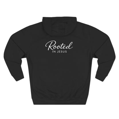 Rooted in Jesus — 80% Cotton/20%. Polyester, Premium Heavyweight Pullover Fleece