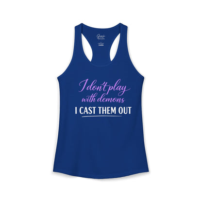 I Don't Play with Demons - Women's Combed, Ring-spun Cotton Poly Racerback Tank