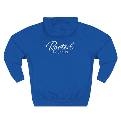 Rooted in Jesus — 80% Cotton/20%. Polyester, Premium Heavyweight Pullover Fleece