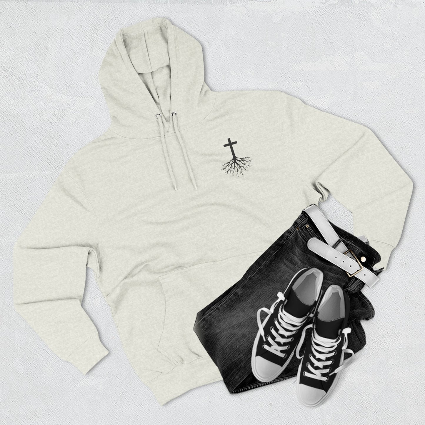 Rooted in Jesus | Men's 80% Cotton/20%. Polyester, Premium Heavyweight Pullover Fleece