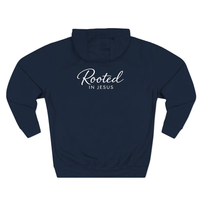 Rooted in Jesus — 80% Cotton/20%. Polyester, Premium Heavyweight Pullover Fleece