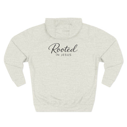 Rooted in Jesus — 80% Cotton/20%. Polyester, Premium Heavyweight Pullover Fleece